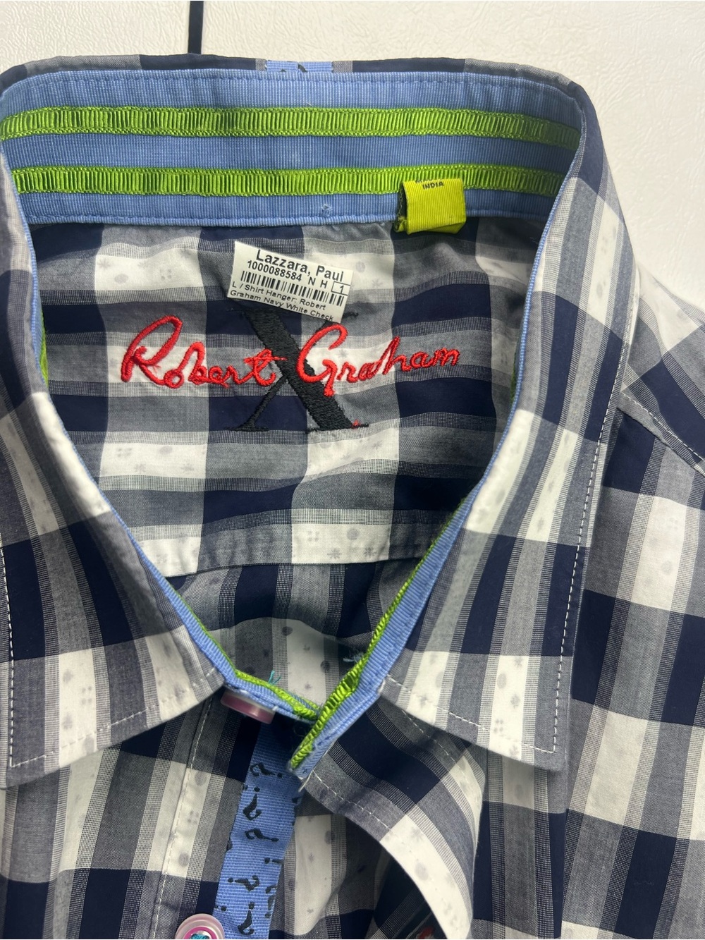 Robert Graham Navy and White Check Casual Button-Down Shirt